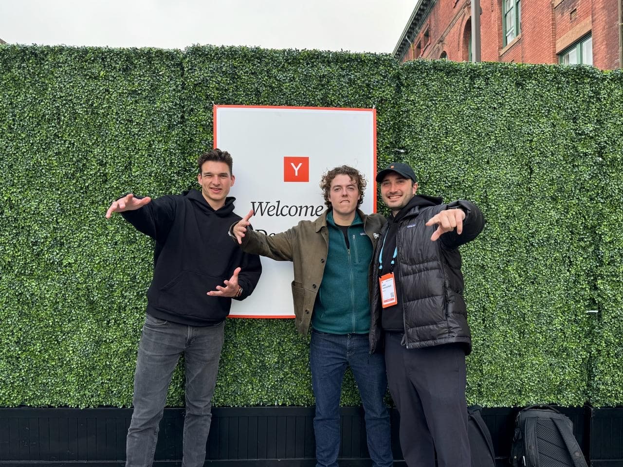 Max and his co-founders, Leon and David, at Y Combinator